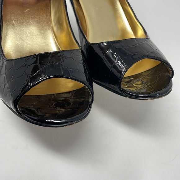 Enzo Angiolini Maylie Croc Embossed Patent Leather Peep Toe Stilettos🖤 - Picture 9 of 15